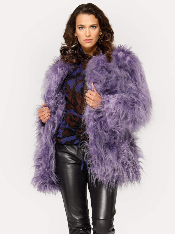 DIVA Faux Fur Coat with Wool and Silk Blend